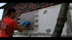 Монтаж Гибкого кирпича на пенопласт