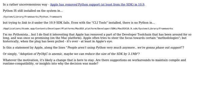 Software Engineering: Why did Apple remove Python support in Mavericks, aka Mac OS X 10.9? смотреть онлайн