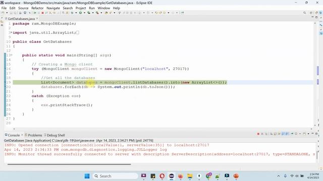 How to Connect to MongoDB and retrieve the list of databases using Java? | MongoDB with Java смотреть онлайн