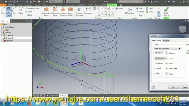 TUTORIAL#13 AUTODESK INVENTOR 2018 "SPIRAL" and "FLAT PATTERN" SPIRAL COIL смотреть онлайн