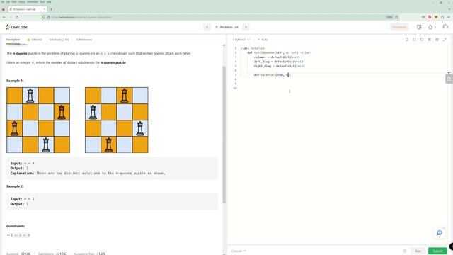 N Queens II - LeetCode 52 - Python смотреть онлайн