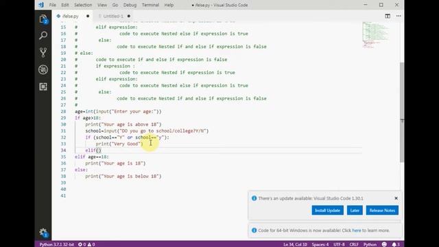 #31 Python Tutorial | Nested If Else Statement in Python (HINDI) смотреть онлайн
