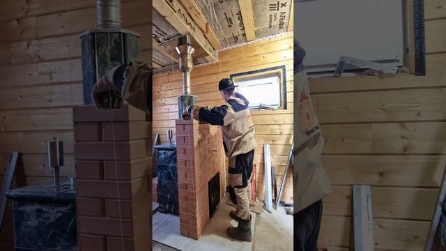 Портал для банной печи ИзиСтим в трёхсторонней облицовке. смотреть онлайн