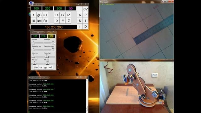 Raspberry pi zero (w), Mechaduino (i2c), Robotic Arm (manipulator), Inverse Kinematics, OpenCV смотреть онлайн