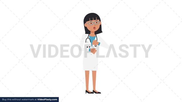 Asian Female Doctor Coughing Stock Animation
