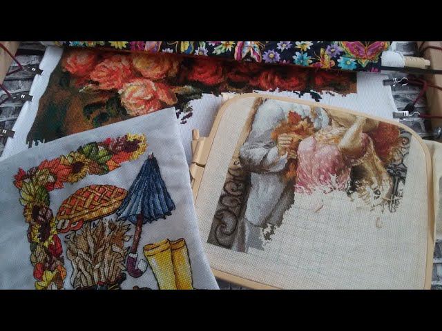 #вышивка 8-14 ноября 21г. Букет роз и Осенние листья. По 70 % готово. Финиши близко)) смотреть онлайн