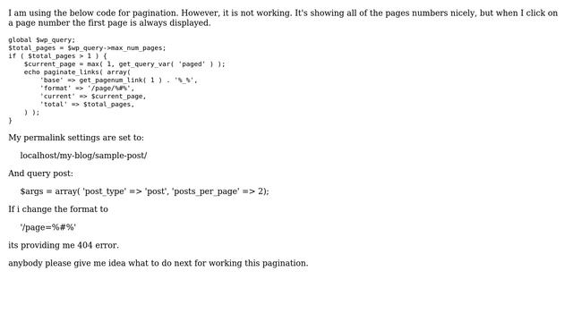Wordpress: Custom pagination code is not working смотреть онлайн