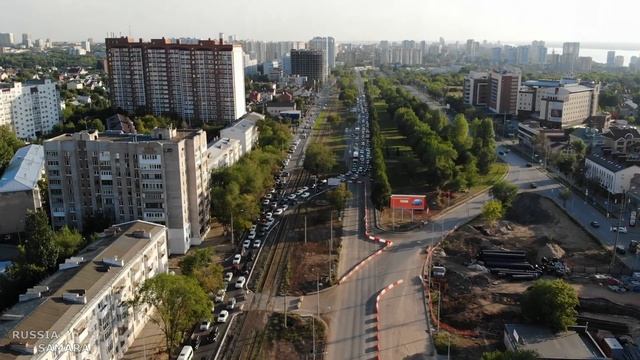 Строительство эстакады / дорожная ситуация 19:00 на улице Ново-Садовая , 2 августа 2021 г./ Самара смотреть онлайн