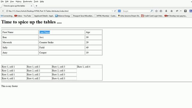 cellpadding and cellspacing in table - HTML Tutorial for Beginners Part 16 смотреть онлайн