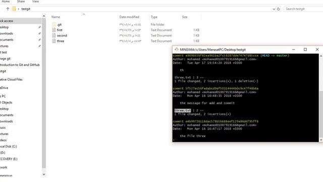 تكملة أوامرgit git show ,git log --oneline,git log --stat смотреть онлайн