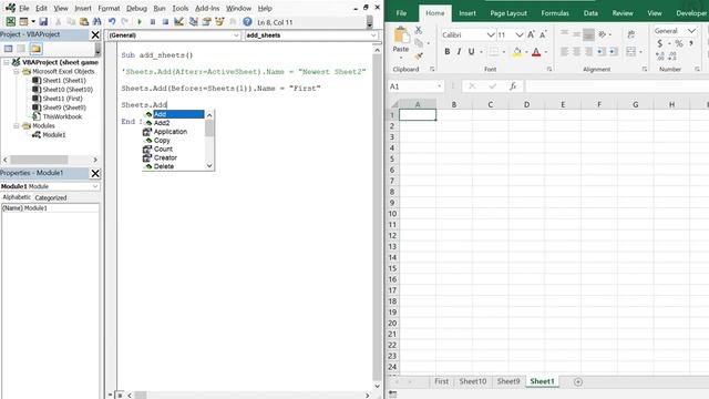 Excel VBA Macro: Add New Sheets To Beginning Or End of Workbook (With Names) смотреть онлайн