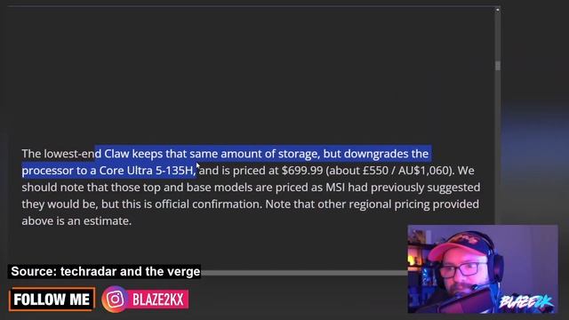 MSI CLAW PRICE REVEALED! Can MSI & Intel Compete At This Level? смотреть онлайн