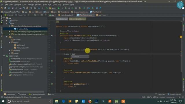 Creating Staggered GridView in RecyclerView using StaggeredViewLayoutManger | Android Tutorial смотреть онлайн