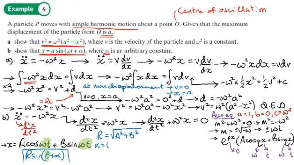 8.2 Simple Harmonic Motion (CORE 2 - Chapter 8: Modelling with differential equations)