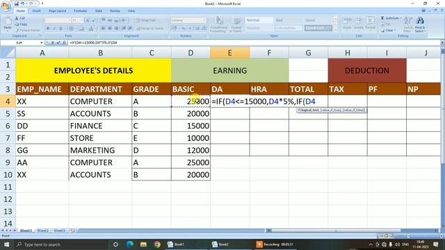 GRADE WISE SALARY SHEET IN MICROSOFT EXCEL #microsoftexcel смотреть онлайн