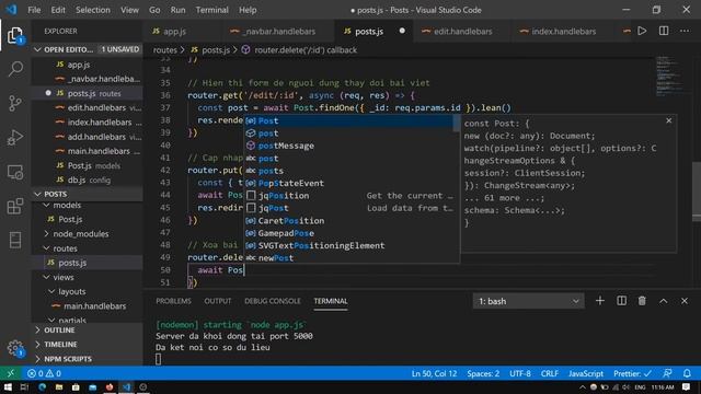 Tạo Web app với Node & Express - Bài 11 - Tính năng xóa bài viết смотреть онлайн