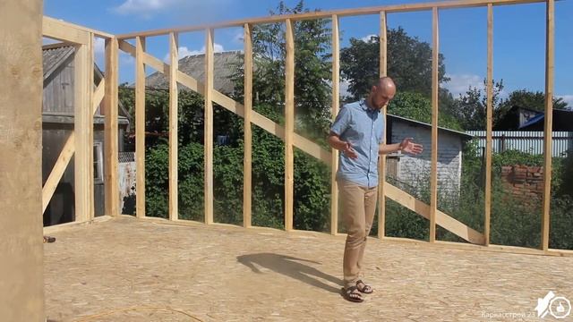 Каркасные стены на черновом полу. Платформа. // Каркасный дом в Усть-Лабинске - часть 2