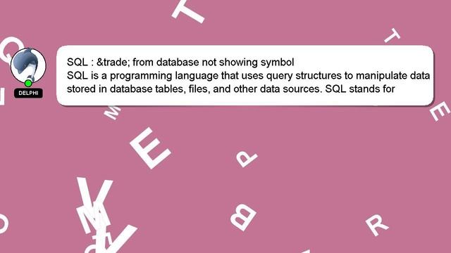 SQL : &trade; from database not showing symbol смотреть онлайн
