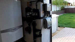 Подогрев теплообменником каркасного бассейна от газового котла. Монтаж оборудование для подогрева.