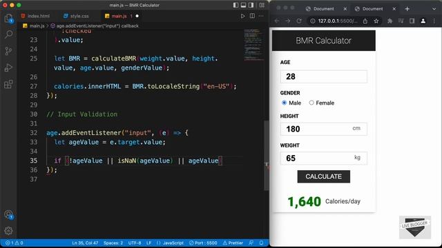How To Create BMR Calculator Using HTML, CSS & JavaScript [Part 4] смотреть онлайн