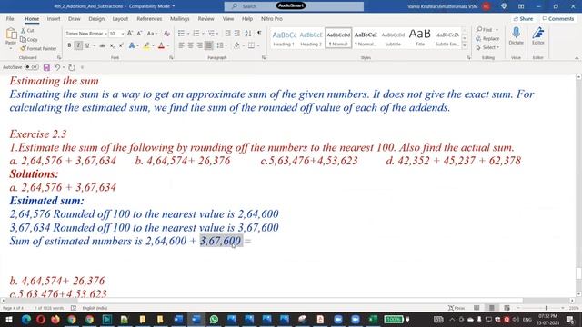 Class 4 | Mathematics | Estimating Sum | Exercise 2.3 | Part 1 #You #tuition #tutorial #education смотреть онлайн