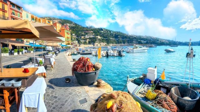 Seaside Cafe In Villefranche-sur-Mer, Cote D'Azur, France - Bossa Nova, Saxophone Jazz, Ocean Wave