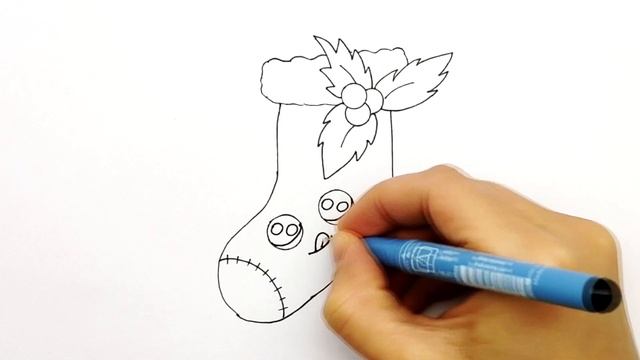 Как просто нарисовать Новогодний, Рождественский носок. Рисуем Новогодние рисунки 2020-2021. смотреть онлайн