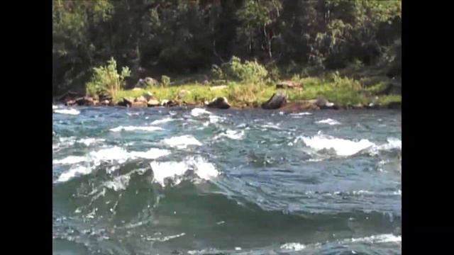 Порог "Трек", в высокую воду Вид с катамарана, вид с берега смотреть онлайн