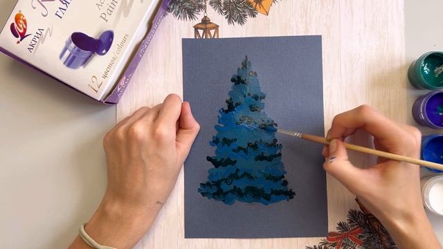Рисуем с детьми / Как нарисовать елку / Новогодний рисунок для детей / Елка акрилом смотреть онлайн