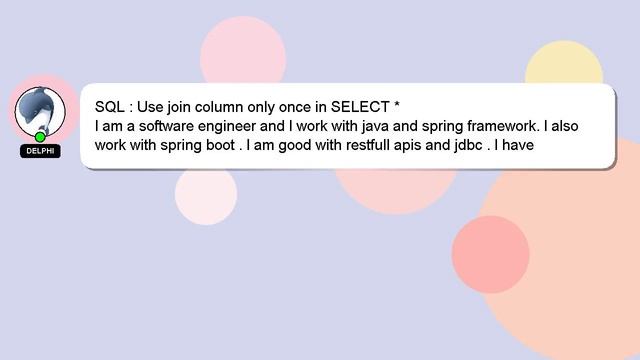 SQL : Use join column only once in SELECT * смотреть онлайн