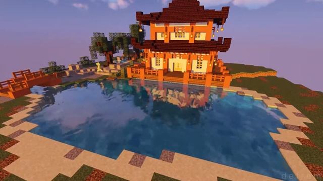 Японский храм на берегу озера | Minecraft timelapse смотреть онлайн