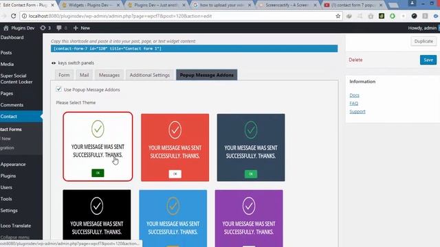contact form 7 popup message addon plugin for WordPress смотреть онлайн