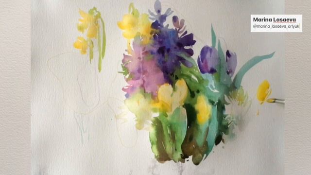 Гиацинты, акварель. Ласаева Марина #акварель #watercolor