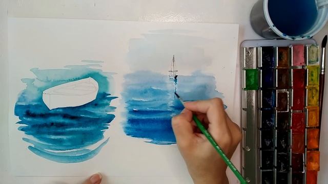 2 способа рисовать море акварелью | Для начинающих смотреть онлайн