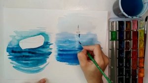 2 способа рисовать море акварелью | Для  начинающих