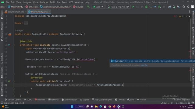 How to create Material 3 Date Picker in Android Studio using java смотреть онлайн
