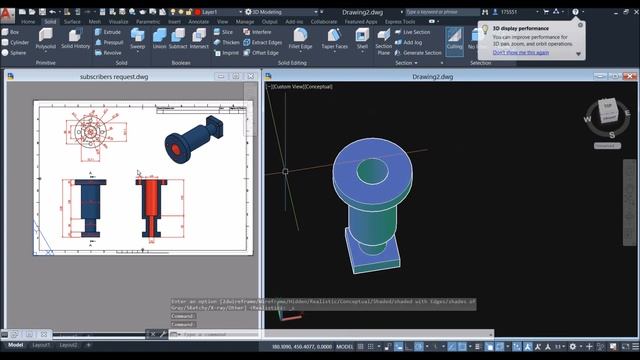 Simple Mechanical 3D Exercise in AutoCAD 2020 смотреть онлайн
