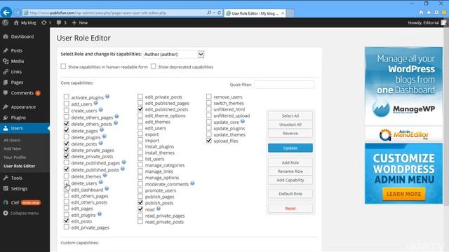 32 Management of your WordPress site users roles смотреть онлайн