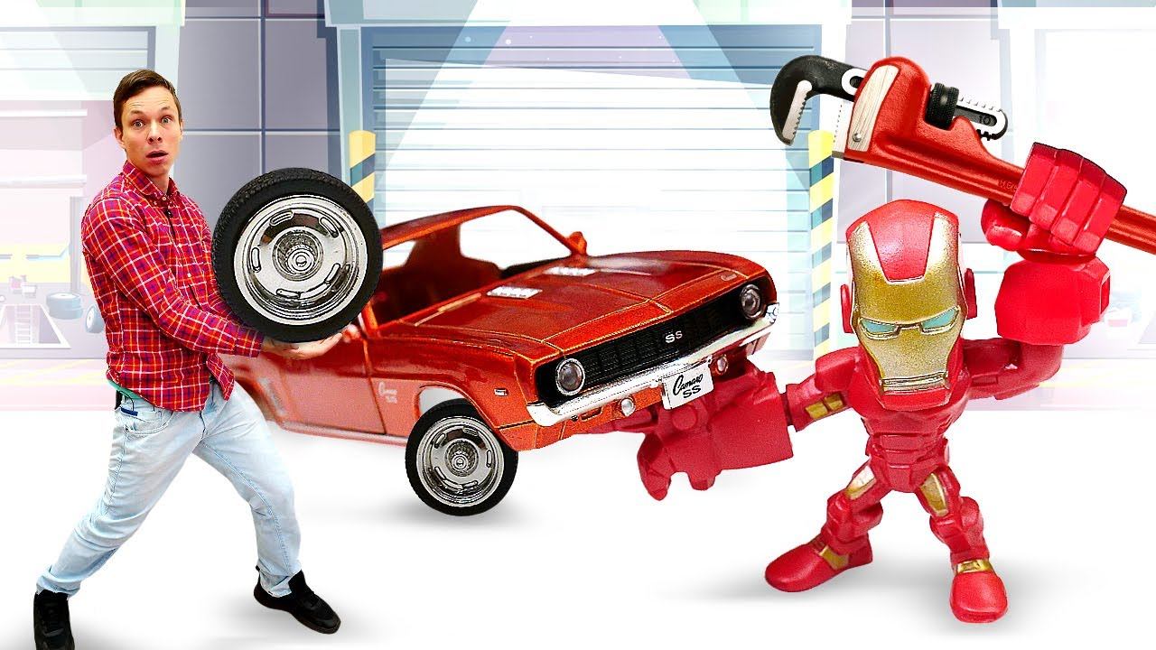Железный Человек заказал Тачку в Интернете! Супергерои и Фёдор чинят Машинки! - Видео игры для детей смотреть онлайн