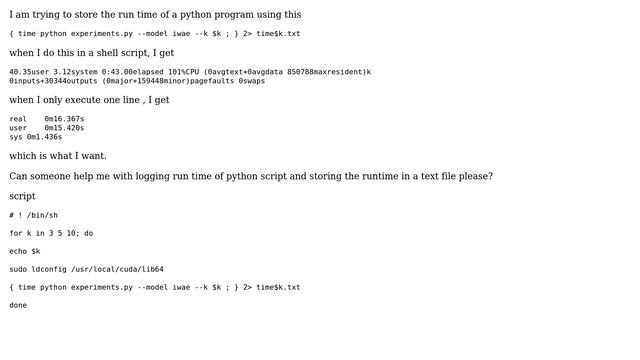 Ubuntu: shell script storing run time with python смотреть онлайн