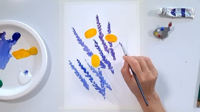 Рисуем пчёл и лаванду. Очень простой пошаговый урок рисования смотреть онлайн