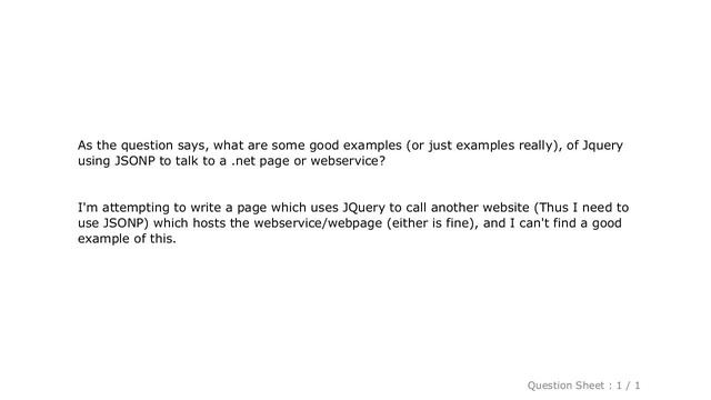 jQuery : What are some good examples of JQuery using JSONP talking to .net? смотреть онлайн