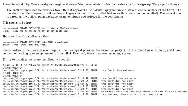 How do I install the earthdistance (and requirement cube) modules for Postgresql? смотреть онлайн