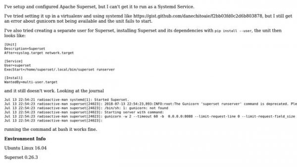 Unix & Linux: Setting up Apache Superset as a Systemd Service