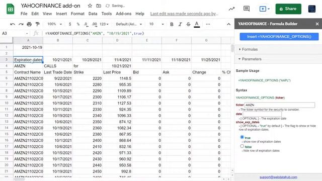 How to pull CALL and PUT option quotes into spreadsheets from Yahoo Finance смотреть онлайн