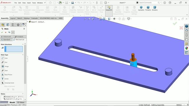 SolidWorks Assembly Slot Mate (Free, Center in Slot, Distance Along Slot & Percent Along Slot) смотреть онлайн