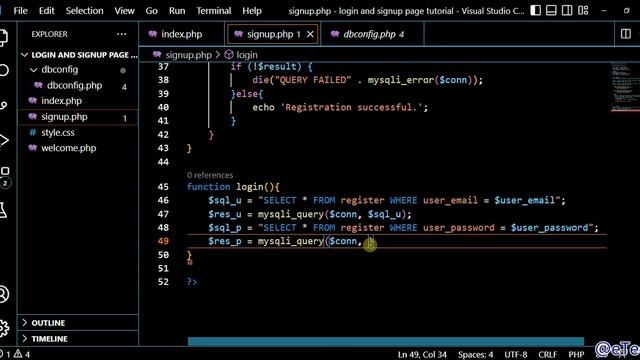 login and registration form using PHP and MYSQL смотреть онлайн