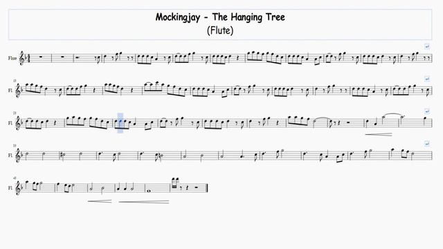 Mockingjay - The Hanging Tree - Flute Free Sheet Music смотреть онлайн