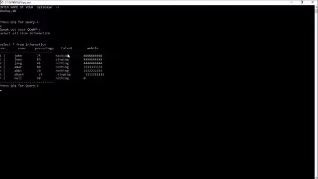 Artificial Intelligence based SQL || Manipulate Database with Voice command смотреть онлайн