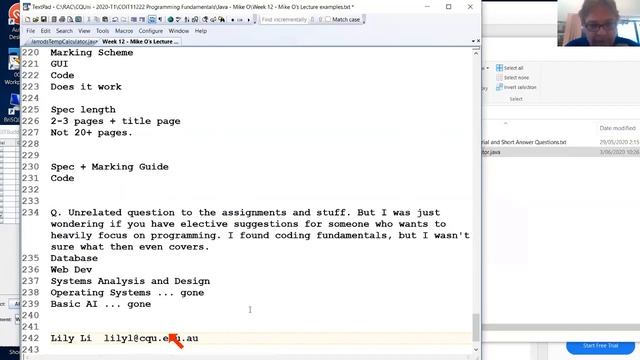 COIT11222 Programming Fundamentals - Week 12 On-Line Lecture Class recording смотреть онлайн